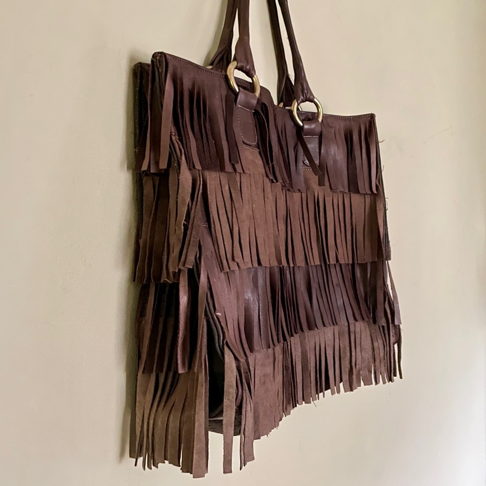 Novella Royale | Fringed Two-Tone Leather Bag ♥ Like new! - Picture 5 of 9